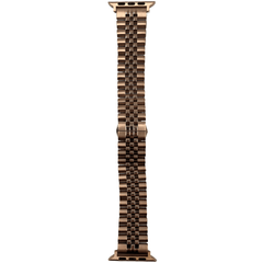 Металевий ремінець STR 5-Bead Rolex Metal Band for Apple Watch 38/40/41 mm (Series SE/7/6/5/4/3/2/1) - Sliver/Rose Gold, ціна | Фото