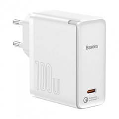 Зарядное устройство Baseus GaN2 Fast Charger 100W + Cable Type-C to Type-C 100W (1.5m) - White (TZCCGAN-L02), цена | Фото