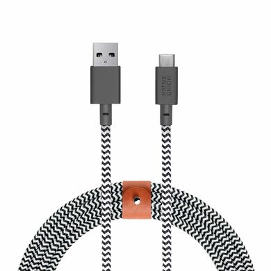 Кабель Native Union Belt Cable USB-A to USB-C Zebra (3 m) (BELT-KV-AC-ZEB-3), цена | Фото