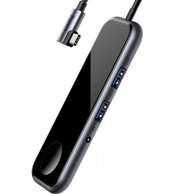 Адаптер Baseus Superlative Multifunctional HUB (Type-C to 2 x USB3.0 + HDMI + Audio + PD + iWatch wireless charger) - Deep gray (CAHUB-AZ0G), ціна | Фото