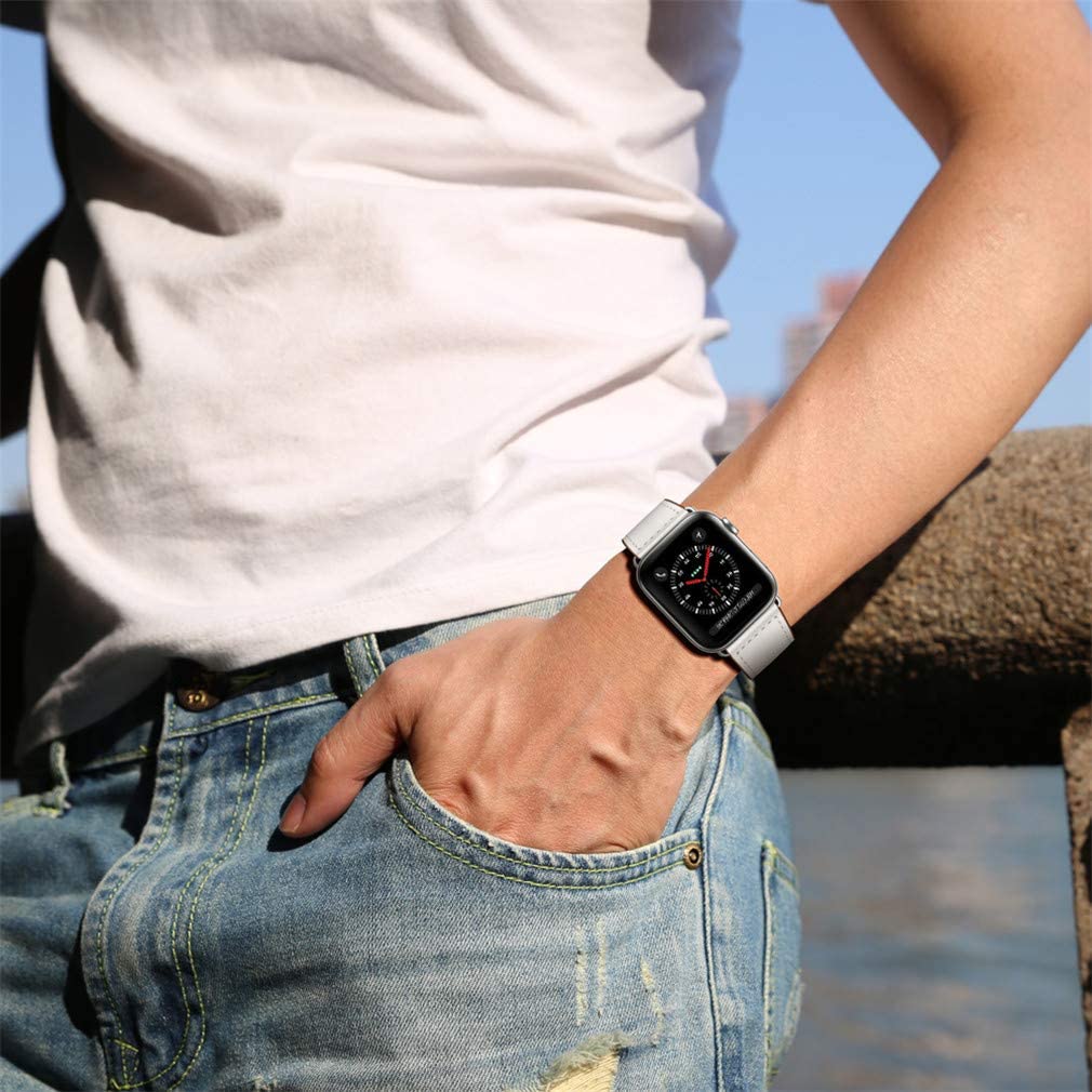 Кожаный ремешок STR на современной застежке для Apple Watch