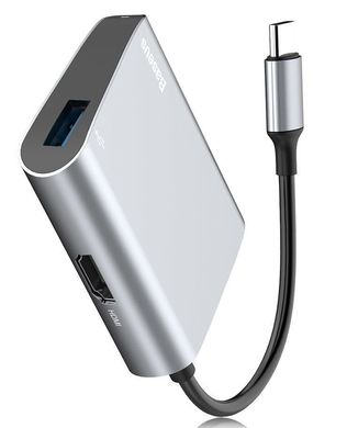 Перехідник Baseus Enjoyment series Type-C to HDMI+USB3.0 HUB Adapter - Gray, ціна | Фото