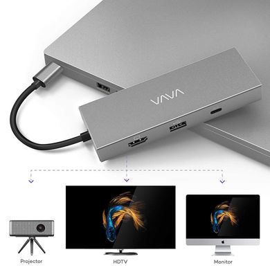 Переходник VAVA USB C Hub, 8-in-1 Adapter with Gigabit Ethernet Port, 100W PD Charging Port, цена | Фото