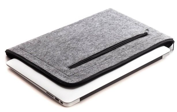 Черный горизонтальный войлочный чехол на молнии Gmakin для MacBook Air 13 (2012-2017) / Pro Retina 13 (2012-2015) / Pro 14 (2021 | 2023) M1 | M2 | M3 (GM70), цена | Фото