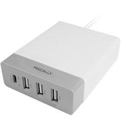 Сетевое зарядное устройство Macally с USB-C портом и тремя USB-А портами, белый (HOME72UC-EU), цена | Фото