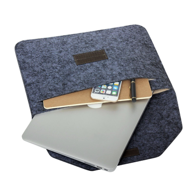 Повстяний чохол-конверт STR Felt Sleeve для MacBook Air 13 (2018-2020) | Pro 13 (2016-2022) - Black, ціна | Фото