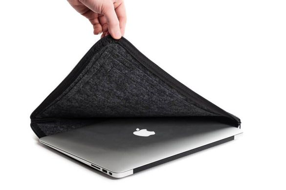 Чорний горизонтальний повстяний чохол на блискавці Gmakin для MacBook Air 13 (2012-2017) / Pro Retina 13 (2012-2015) / Pro 14 (2021 | 2023) M1 | M2 | M3 (GM70), ціна | Фото