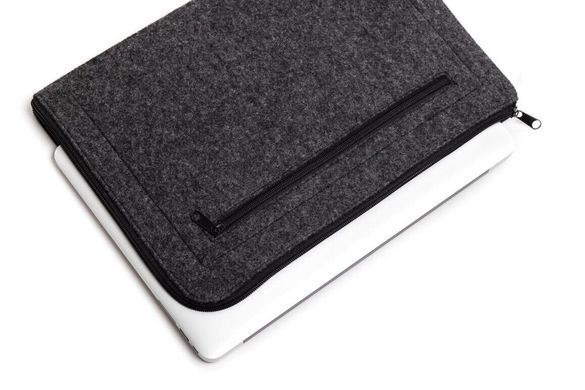 Черный горизонтальный войлочный чехол на молнии Gmakin для MacBook Air 13 (2012-2017) / Pro Retina 13 (2012-2015) / Pro 14 (2021 | 2023) M1 | M2 | M3 (GM70), цена | Фото