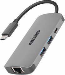 Sitecom USB-C to Gigabit LAN Adapter with USB-C to Power Delivery + 2 USB 3.0 (CN-378), цена | Фото