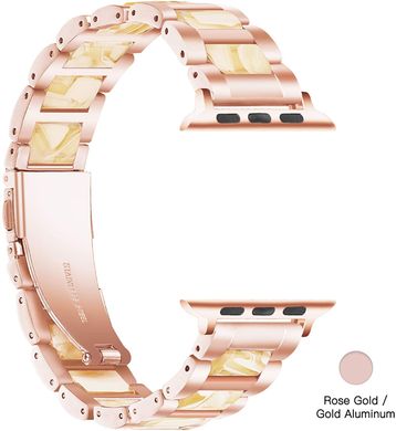 Металевий ремінець c керамічними вставками STR Resin Band for Apple Watch 45/44/42 mm (Series SE/7/6/5/4/3/2/1) - Gold/Yellow, ціна | Фото