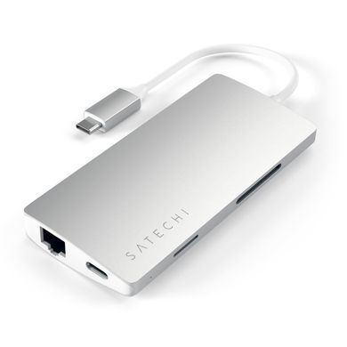 Хаб Satechi Type-C Multi-Port Adapter 4K with Ethernet V2 Silver (ST-TCMA2S), ціна | Фото