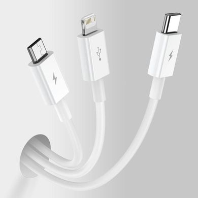 Кабель Baseus Superior Series Fast Charging 3-in-1 (Micro USB+Lightning+Type-C) 3.5A (1.5m) - White (CAMLTYS-02), ціна | Фото