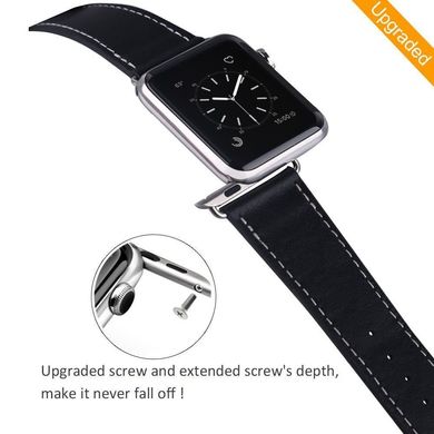 Кожаный ремешок STR Genuine Leather Band for Apple Watch 38/40/41 mm (Series SE/7/6/5/4/3/2/1) - Dark Blue, цена | Фото