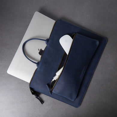 Шкіряний чохол-сумка ручної роботи INCARNE MARYLAND для MacBook Pro 16 (2021 | 2023) M1 | M2 | M3 - Сірий, ціна | Фото