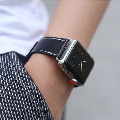 Шкіряний ремінець STR Genuine Leather Band for Apple Watch 38/40/41 mm (Series SE/7/6/5/4/3/2/1) - Dark Blue, ціна | Фото