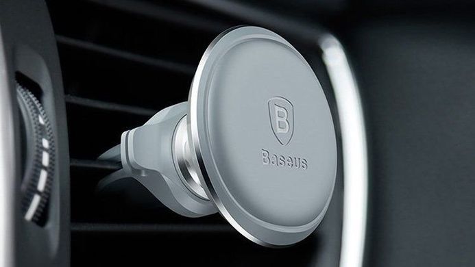 Автотримач Baseus Magnetic Air Vent Car Mount Holder with Cable Clip Silver (SUGX-A0S), ціна | Фото
