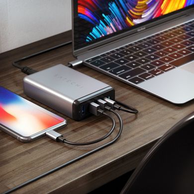 Зарядное устройство Satechi USB-C 75W Travel Charger Space Gray (ST-MCTCAM), цена | Фото
