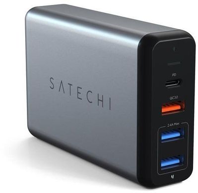 Зарядное устройство Satechi USB-C 75W Travel Charger Space Gray (ST-MCTCAM), цена | Фото