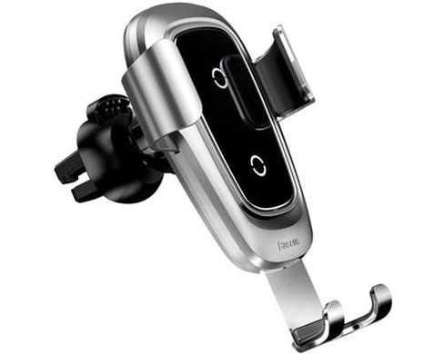 Беспроводное автомобильное зарядное устройство Baseus Metal Wireless Charger Gravity Car Mount (Air Outlet Version) Silver (WXYL-B0S), цена | Фото