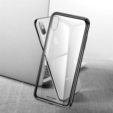 Чохол Baseus See-through glass protective case for iPhone Xs Max - Black (WIAPIPH65-YS01), ціна | Фото