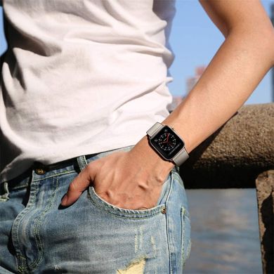 Кожаный ремешок STR на современной застежке для Apple Watch 41/40/38 mm - Black, цена | Фото