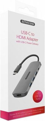 Адаптер Sitecom USB-C to HDMI Adapter with USB-C Power Delivery + 3 USB 3.0 (CN-380), ціна | Фото