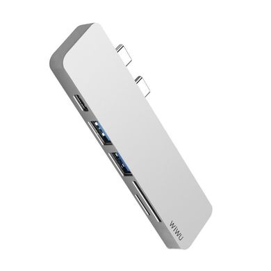 Адаптер WIWU T8 Lite (2xUSB 3.0 / SD / MicriSD / Type-C) - Silver, ціна | Фото