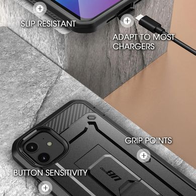 Протиударний чохол з захистом екрану SUPCASE Unicorn Beetle Pro Rugged Case for iPhone 12 | 12 Pro - Black, ціна | Фото