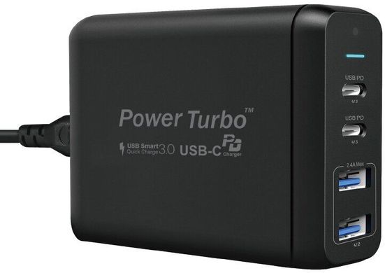 Зарядное устройство WIWU Power Turbo 4in1 60W (2xType-C PD/2xUSB) - Black, цена | Фото