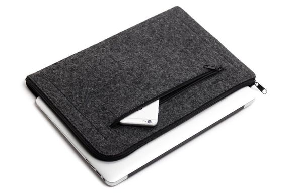 Черный горизонтальный войлочный чехол на молнии Gmakin для MacBook Air 13 (2018-2020) / Pro 13 (2016-2022) (GM70-13New), цена | Фото