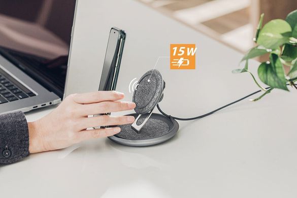 Бездротова зарядка Moshi Lounge Q Wireless Charging Stand Nordic Gray (99MO022218), ціна | Фото