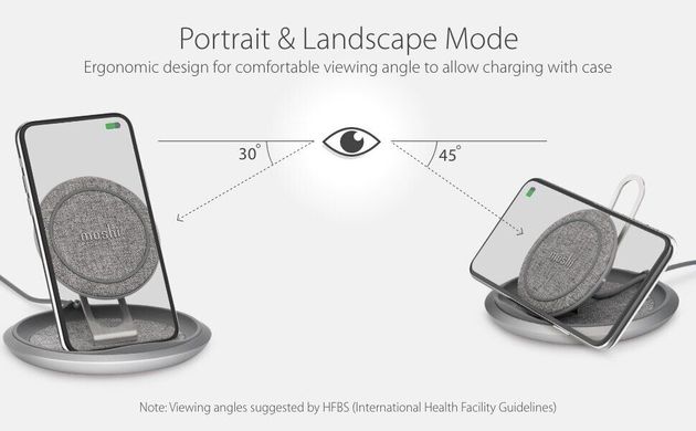 Бездротова зарядка Moshi Lounge Q Wireless Charging Stand Nordic Gray (99MO022218), ціна | Фото