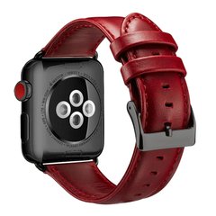 Ремешок STR Crazy Horse Retro Style Leather Band for Apple Watch 38/40/41 mm (Series SE/7/6/5/4/3/2/1) - Red, цена | Фото
