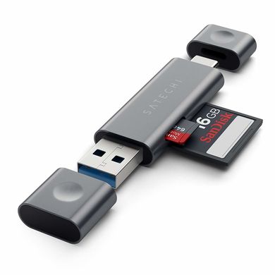 Адаптер Satechi Aluminum Type-C USB 3.0 and Micro/SD Card Reader Silver (ST-TCCRAS), ціна | Фото
