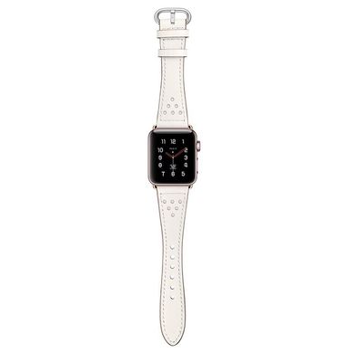 Ремешок STR TheSlim Waist Design Genuine Leather for Apple Watch 38/40/41 mm (Series SE/7/6/5/4/3/2/1) - White, цена | Фото
