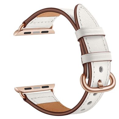 Ремешок STR TheSlim Waist Design Genuine Leather for Apple Watch 38/40/41 mm (Series SE/7/6/5/4/3/2/1) - White, цена | Фото