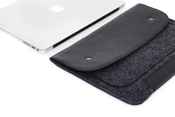 Повстяний чохол-конверт Gmakin для MacBook Air 13 (2012-2017) / Pro Retina 13 (2012-2015) / Pro 14 (2021 | 2023) M1 | M2 | M3 - Black (GM01), ціна | Фото