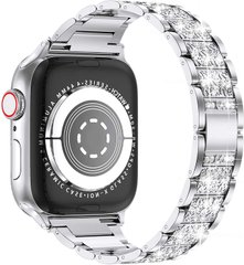 Металевий ремінець STR 3-bead Diamond Metal Band for Apple Watch 41/40/38 mm (Series SE/7/6/5/4/3/2/1) - Silver, ціна | Фото