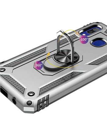 Протиударний чохол Serge Ring магнітний тримач для Samsung Galaxy A20 / A30 - Срібний, ціна | Фото