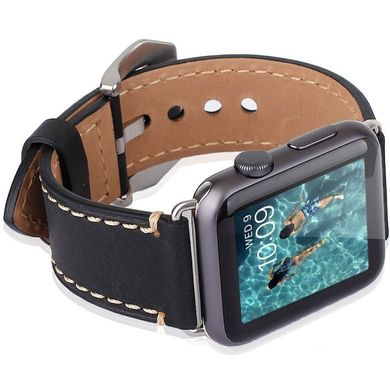 Шкіряний Ремінець для Apple Watch 42mm Mkeke Vintage Leather Band - Black, ціна | Фото