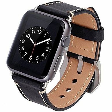 Шкіряний Ремінець для Apple Watch 42mm Mkeke Vintage Leather Band - Black, ціна | Фото
