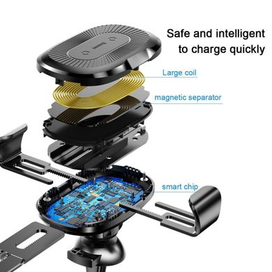 Бездротовий автомобільний ЗП Baseus Wireless Charger Gravity Car Mount black (WXYL-01), ціна | Фото