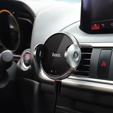 Автотримач з бездротовою зарядкою HOCO CA48 Automatic Wireless Charging - Black, ціна | Фото