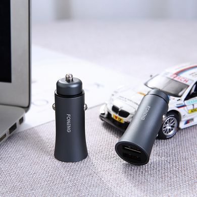 Автомобільний зарядний пристрій + кабель Micro USB FONENG C13 (2xUSB QC / 5.1A) - Gray, ціна | Фото