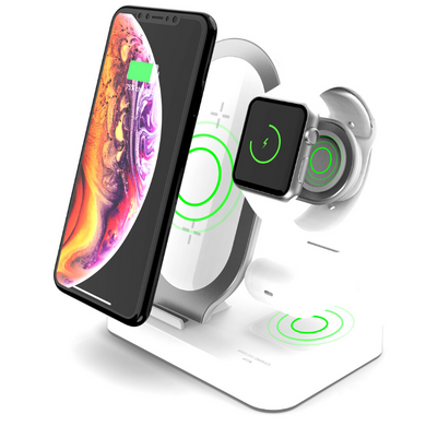 Беспроводное зарядное устройство STR X4 Plus 3in1 Wireless Charging for iPhone/Watch/AirPods - White, цена | Фото