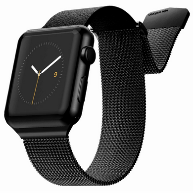 Ремешок для Apple Watch 44/42mm X-Doria Hybrid Mesh (Milanese+Leather) Band - Black, цена | Фото