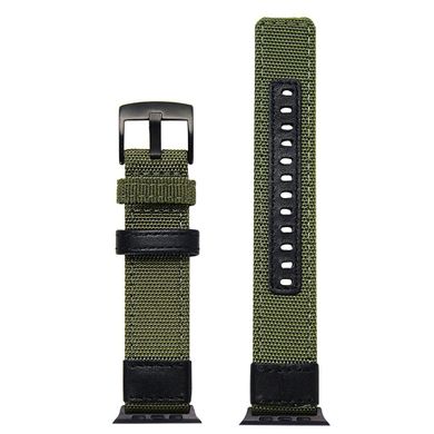 Ремінець STR Nylon+Genuine Leather Band for Apple Watch 38/40/41 mm (Series SE/7/6/5/4/3/2/1) - Army Green, ціна | Фото