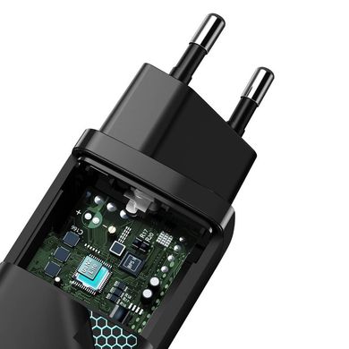 Зарядний пристрій Baseus GaN2 Lite Quick Charger 65W (1 Type-C + 1 USB) - Black (CCGAN2L-B01), ціна | Фото