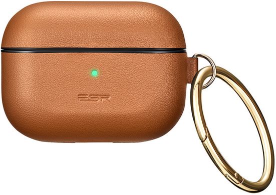 Кожаный чехол с карабином ESR Metro Leather Case for AirPods Pro - Brown, цена | Фото