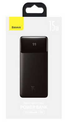 Портативний акумулятор Baseus Bipow Digital Display 15W 10000mAh - Black (PPDML-I01), ціна | Фото